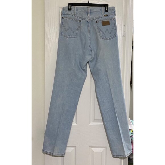 Wrangler Men’s Vintage Straight Leg Jeans 32x34 Light Blue - Picture 7 of 15